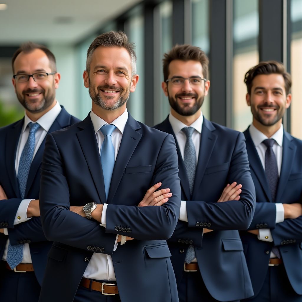 Equipo de asesores financieros reunidos